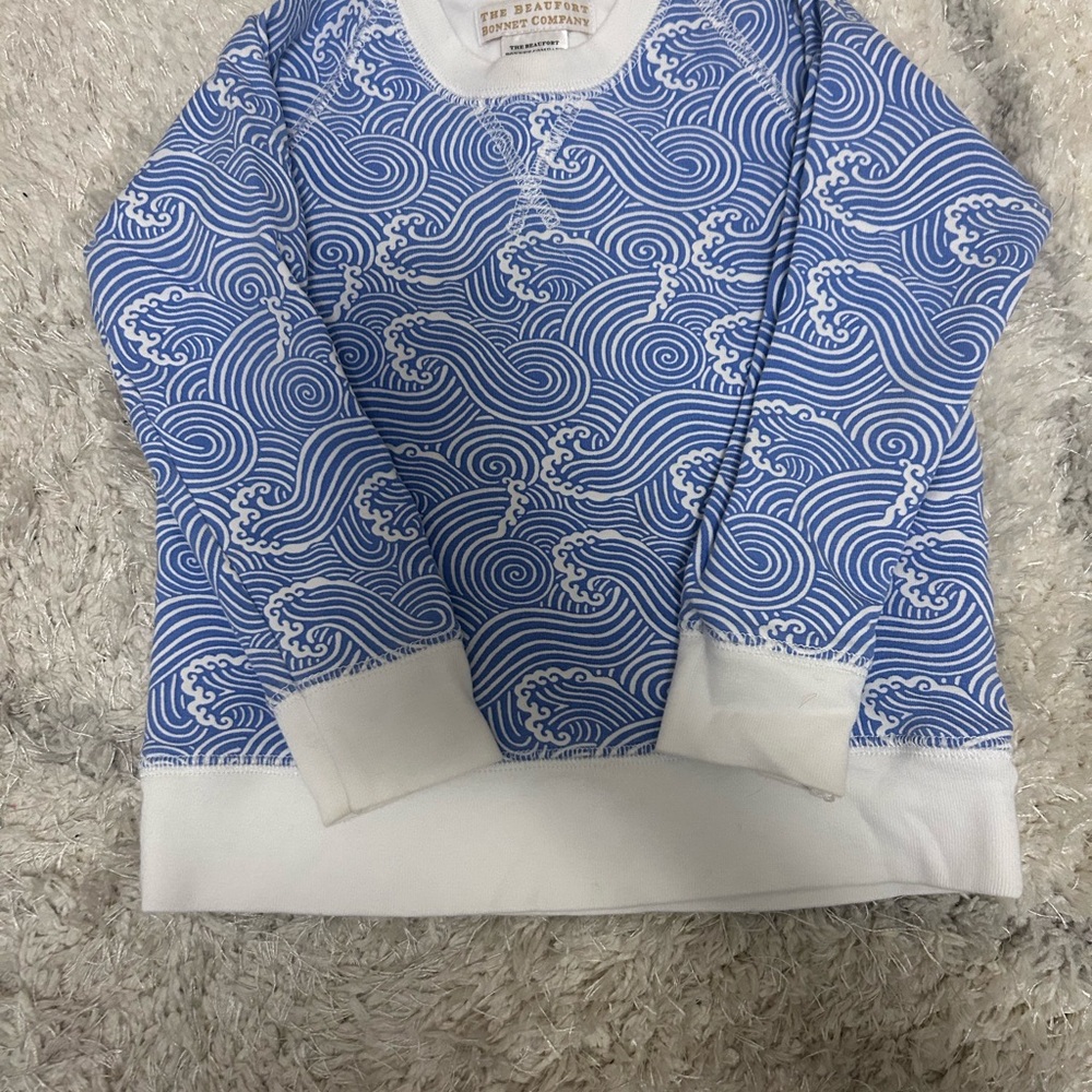 TBBC Blue and White Wave Pattern Sweatshirt